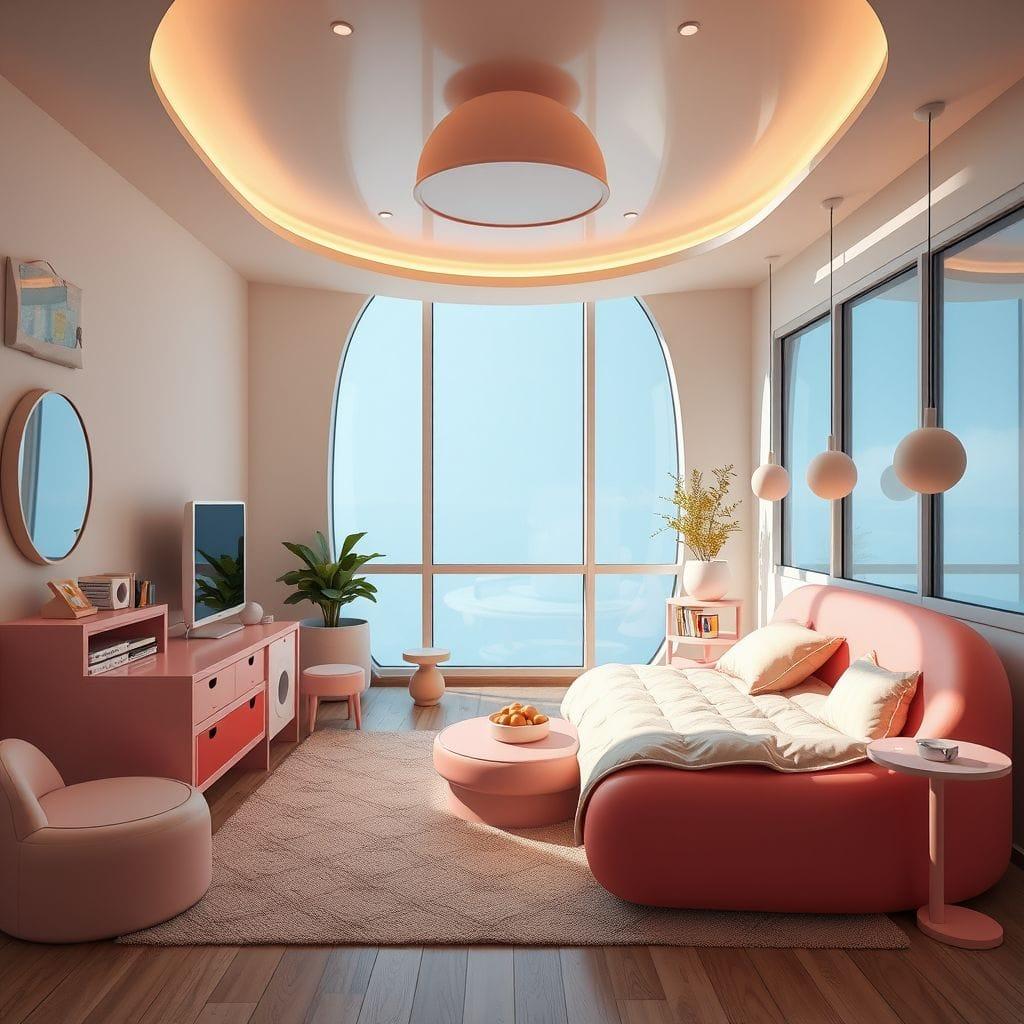 Retro Futuristic kids room - AI Generated