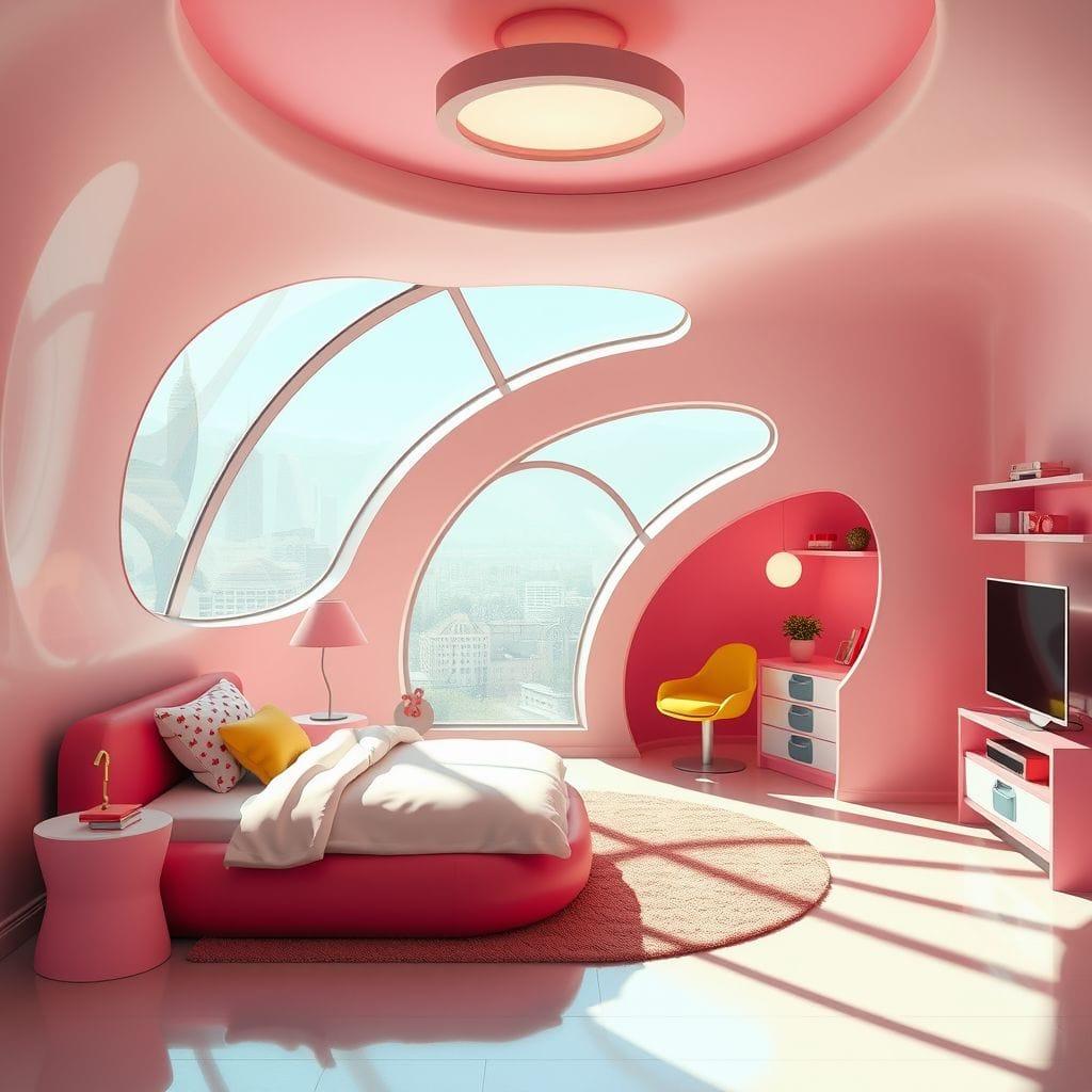 Retro Futuristic kids room - AI Generated