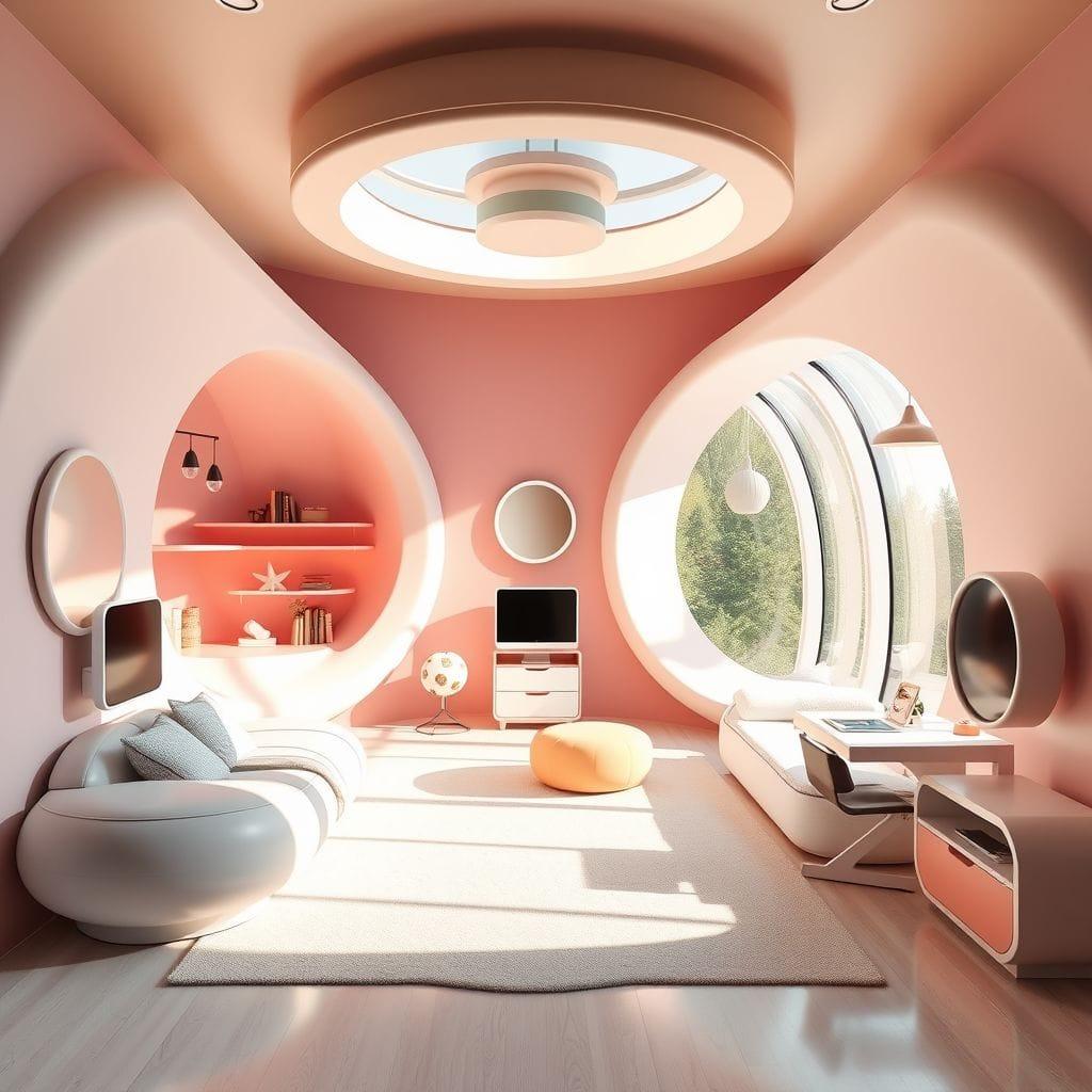 Retro Futuristic kids room - AI Generated