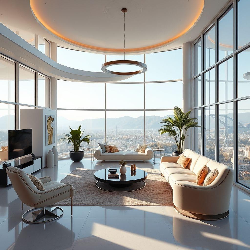 Retro Futuristic living room - AI Generated