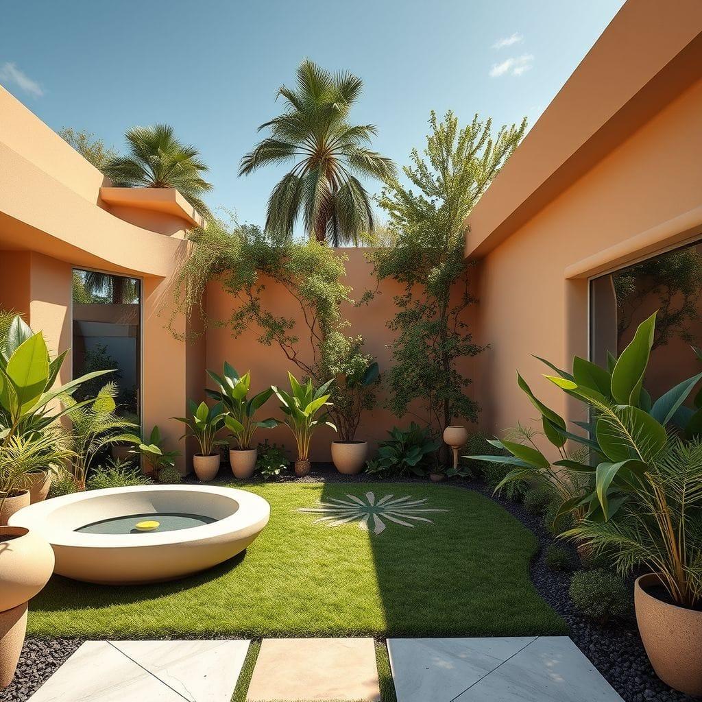 Retro Futuristic outdoor garden - AI Generated