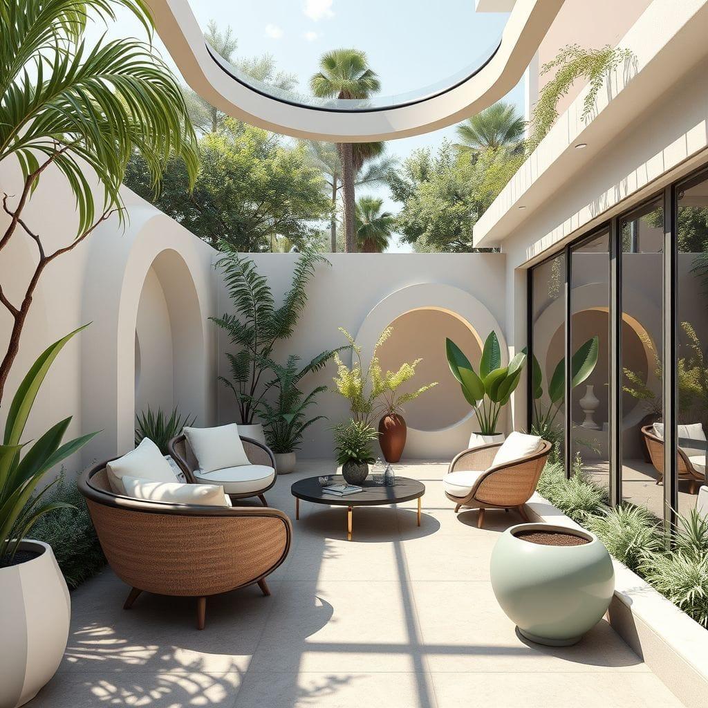 Retro Futuristic outdoor garden - AI Generated