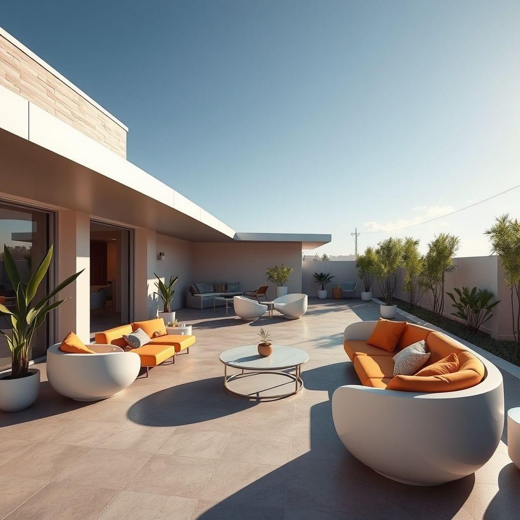 Retro Futuristic outdoor patio - AI Generated