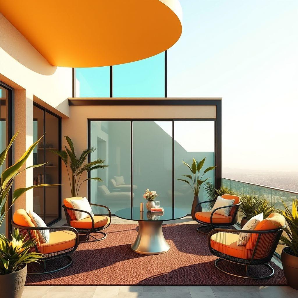 Retro Futuristic outdoor patio - AI Generated