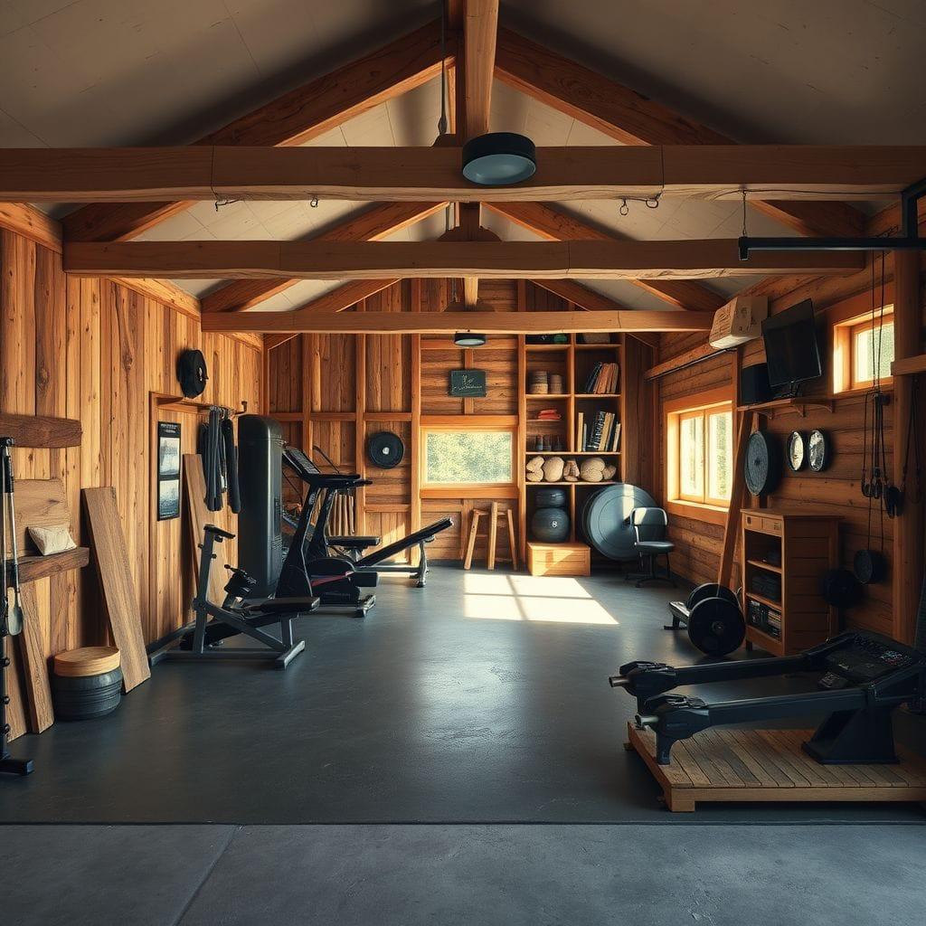 Rustic garage gym - AI Generated