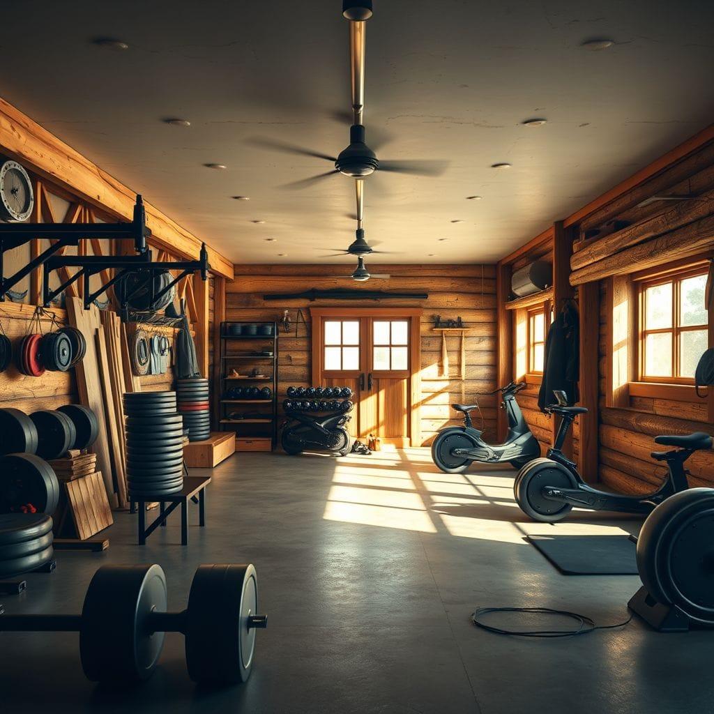 Rustic garage gym - AI Generated