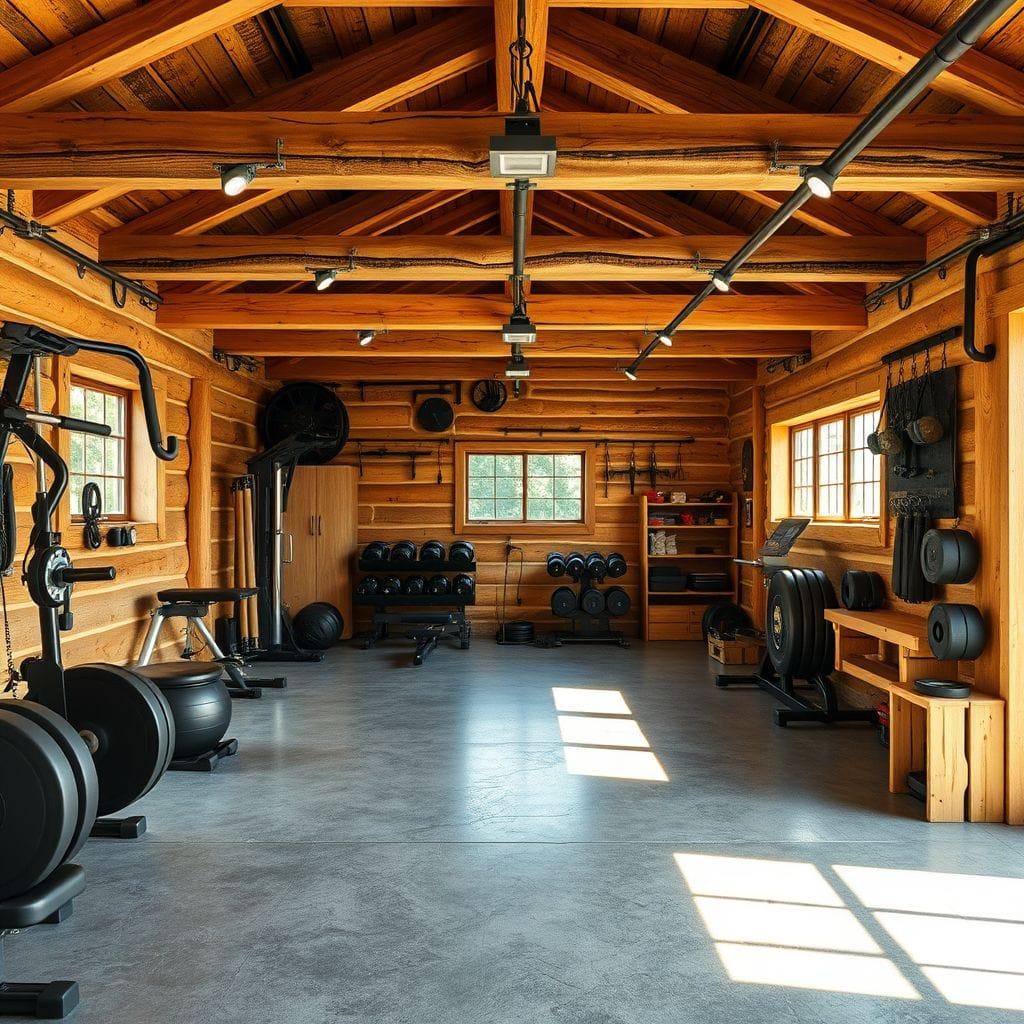 Rustic garage gym - AI Generated