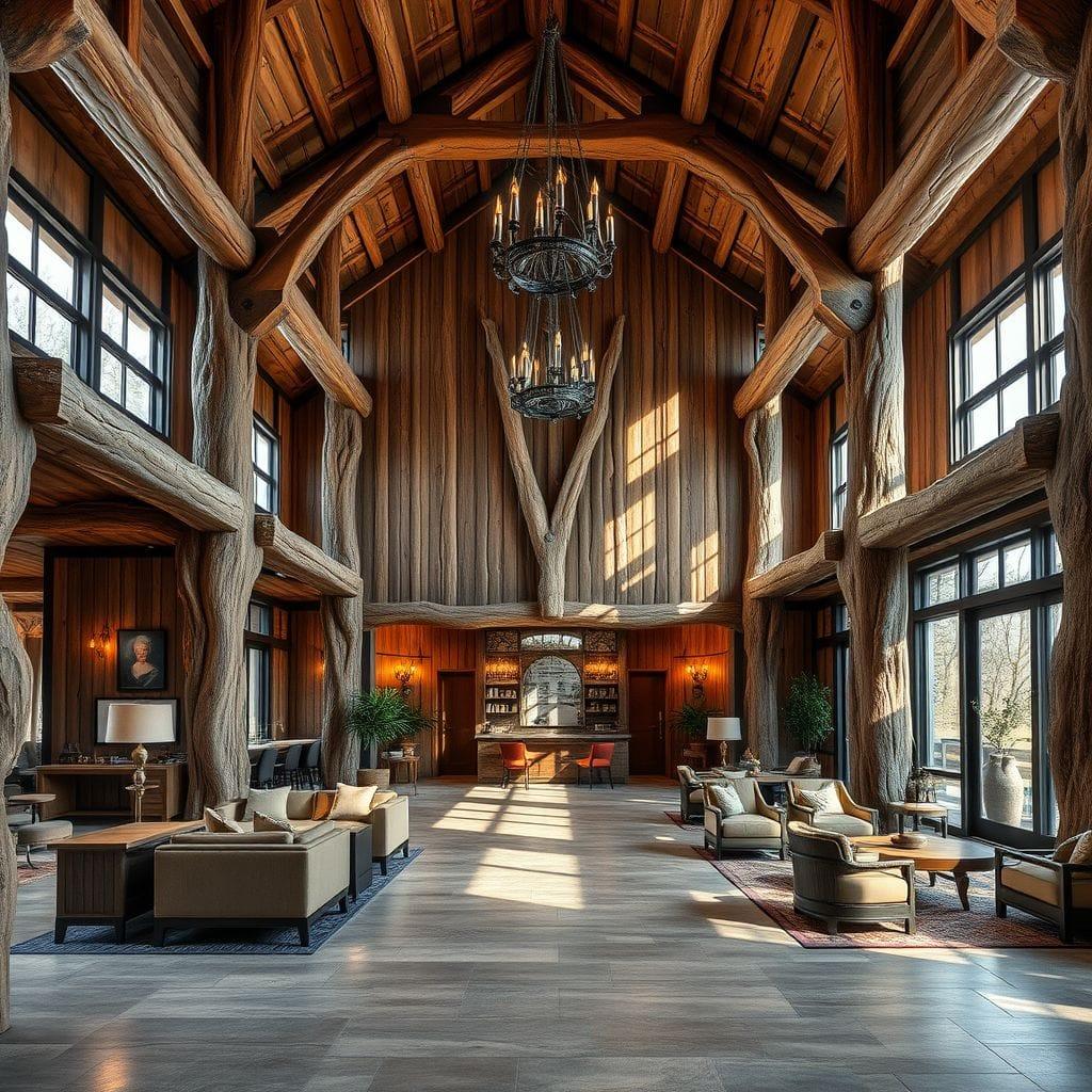 Rustic hotel lobby - AI Generated