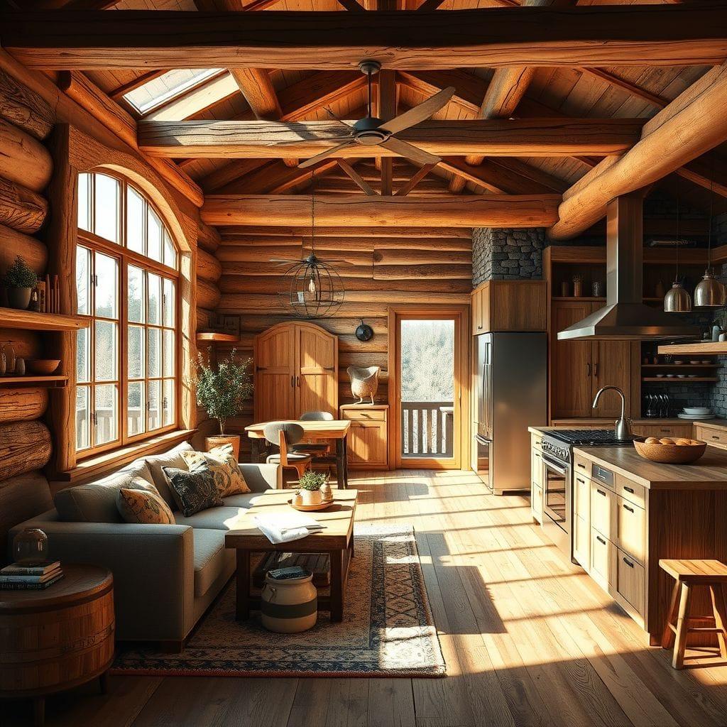 Rustic kitchen living combo - AI Generated