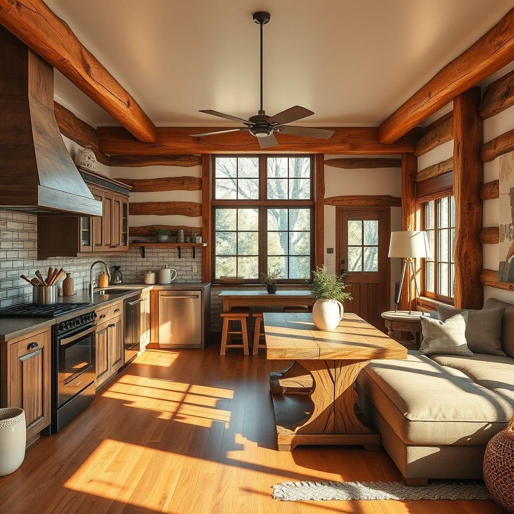 Rustic kitchen living combo - AI Generated