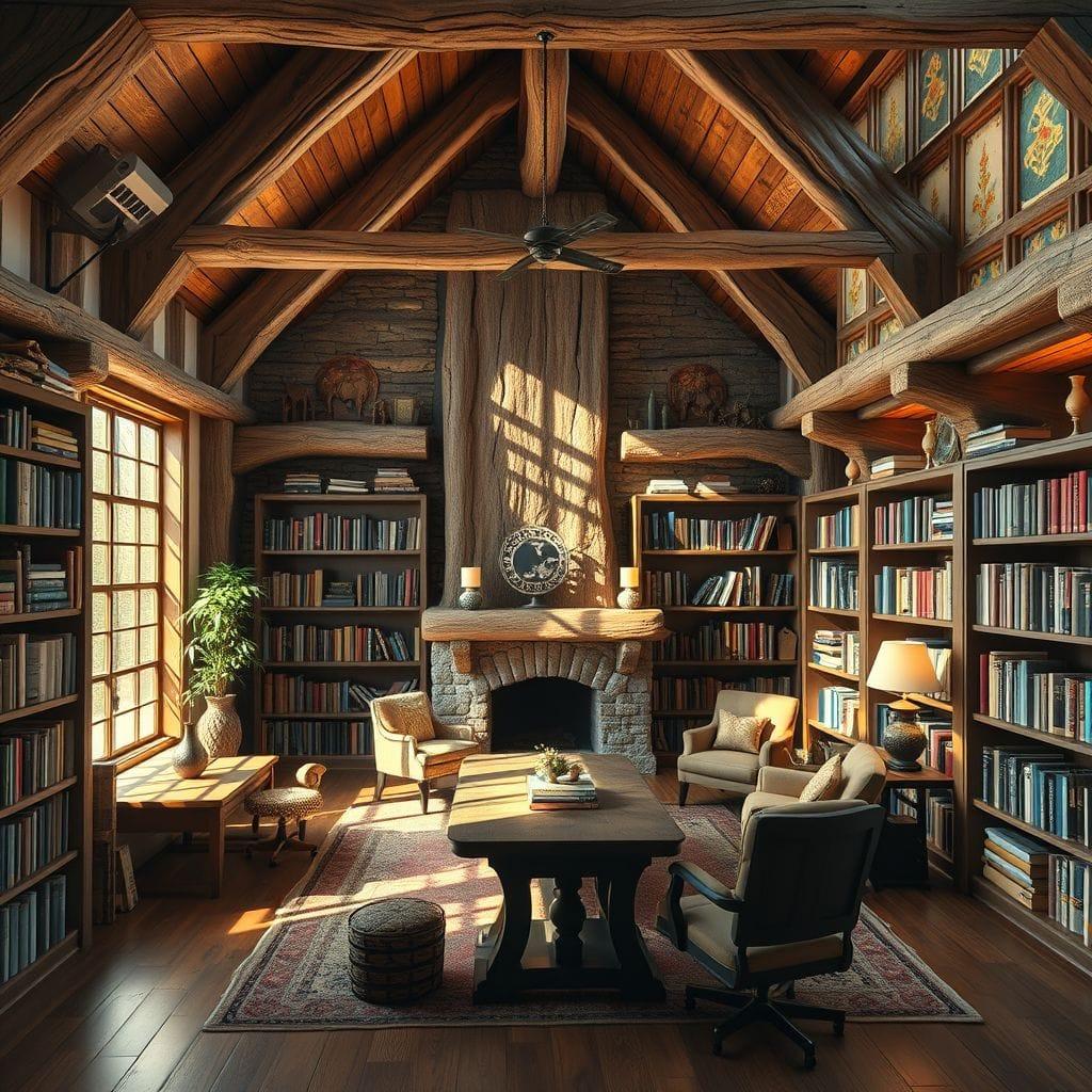 Rustic library - AI Generated