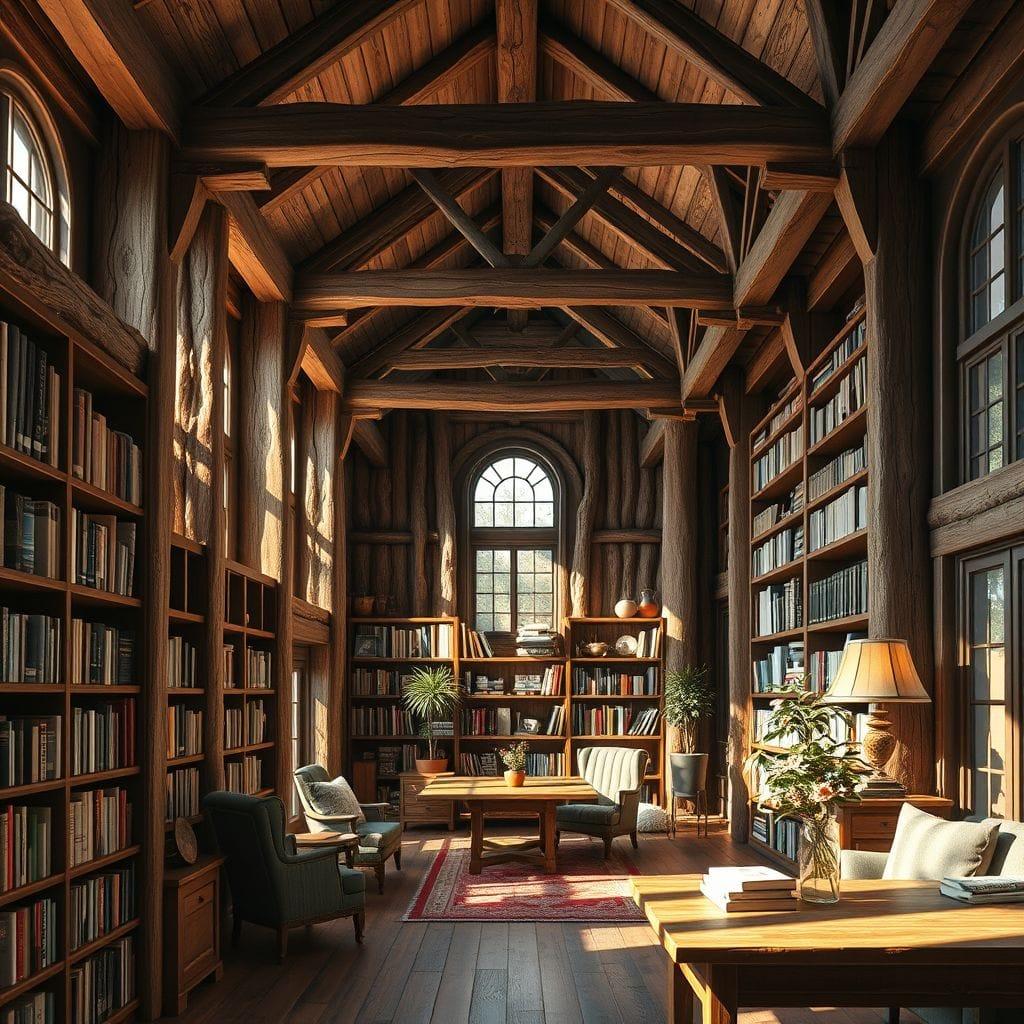 Rustic library - AI Generated