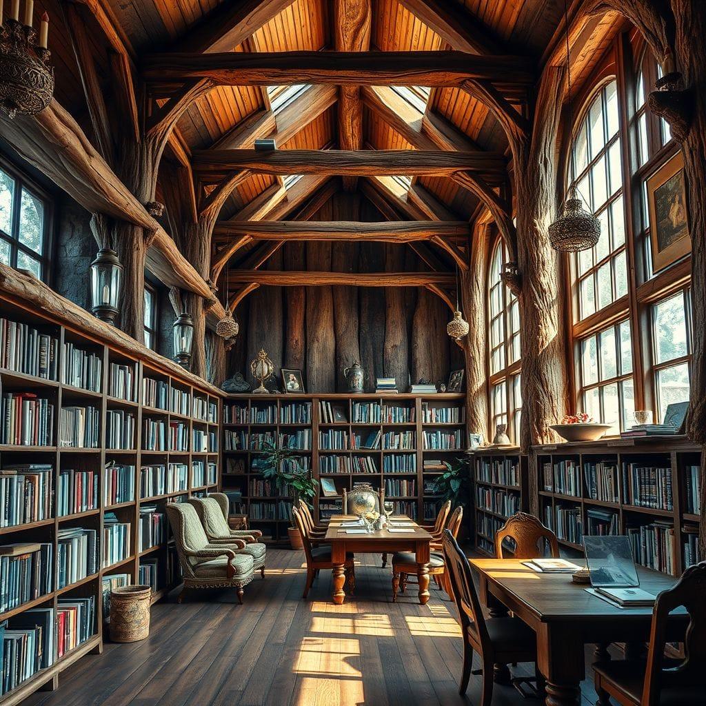 Rustic library - AI Generated
