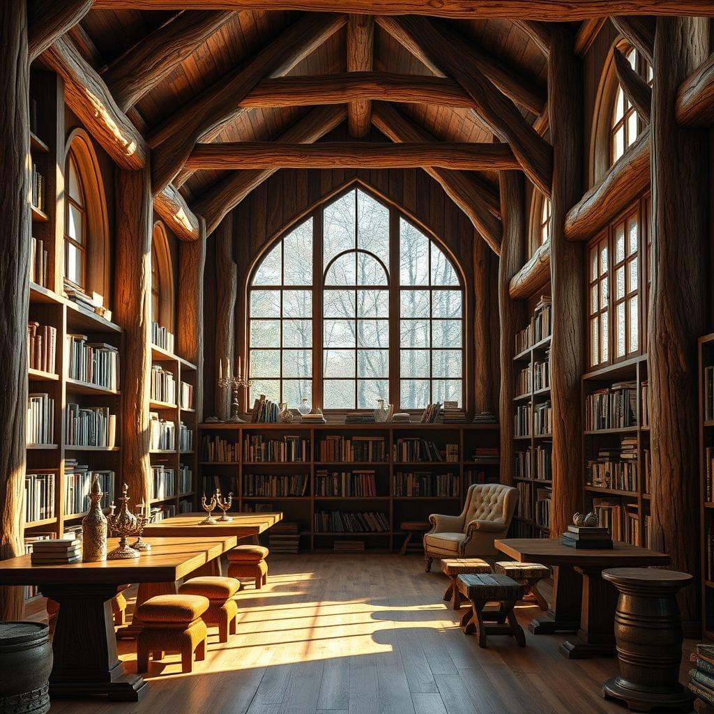 Rustic library - AI Generated