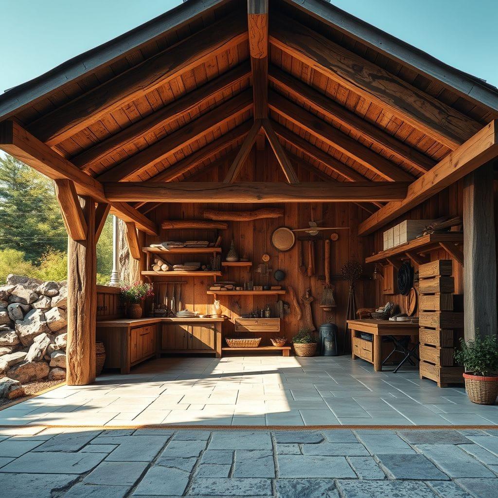 Rustic outdoor garage - AI Generated