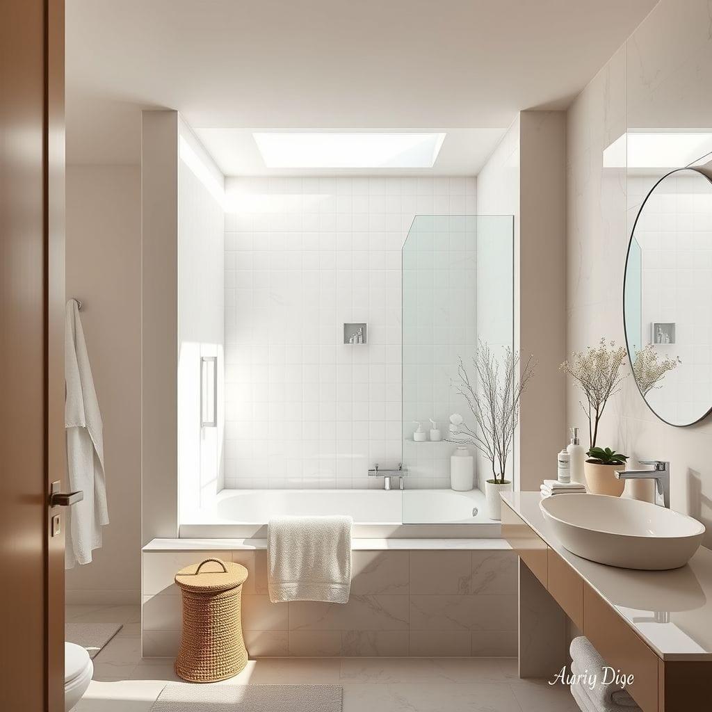 Scandinavian hotel bathroom - AI Generated