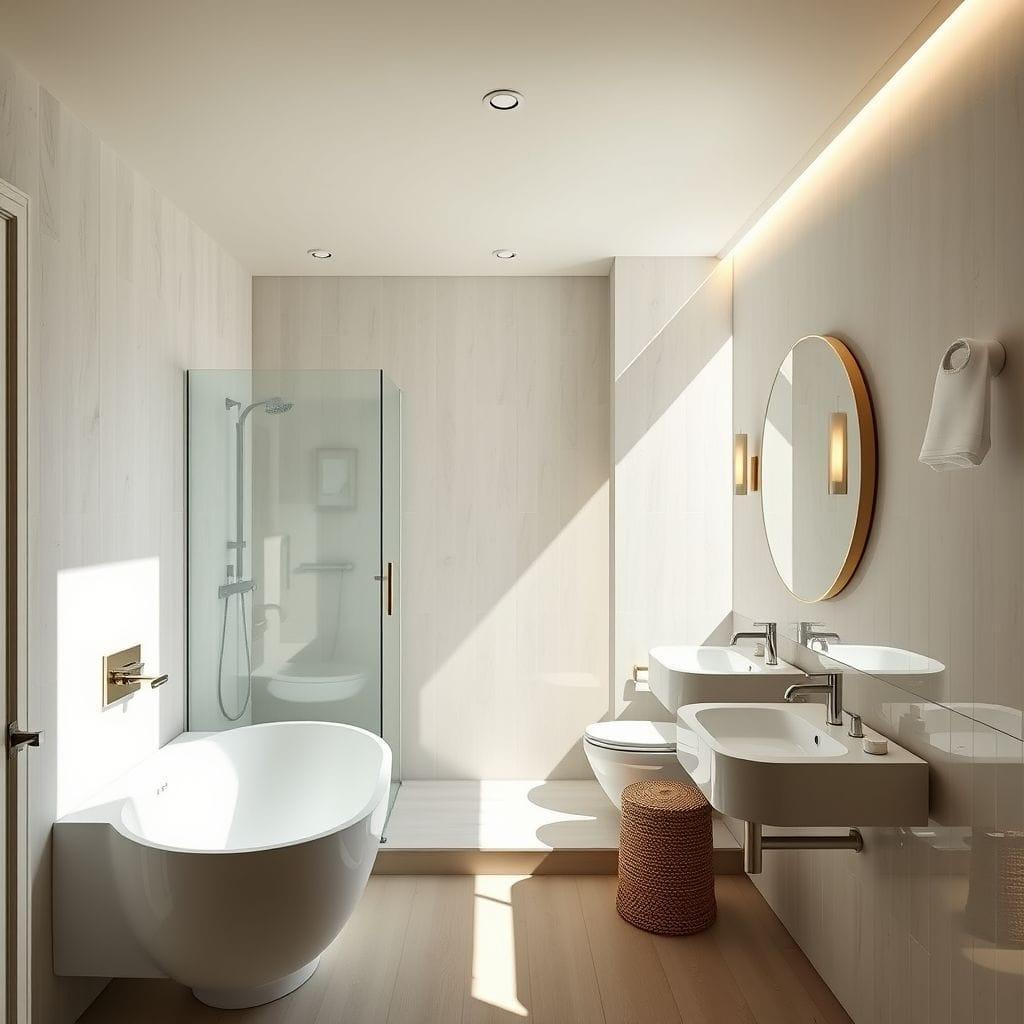 Scandinavian hotel bathroom - AI Generated
