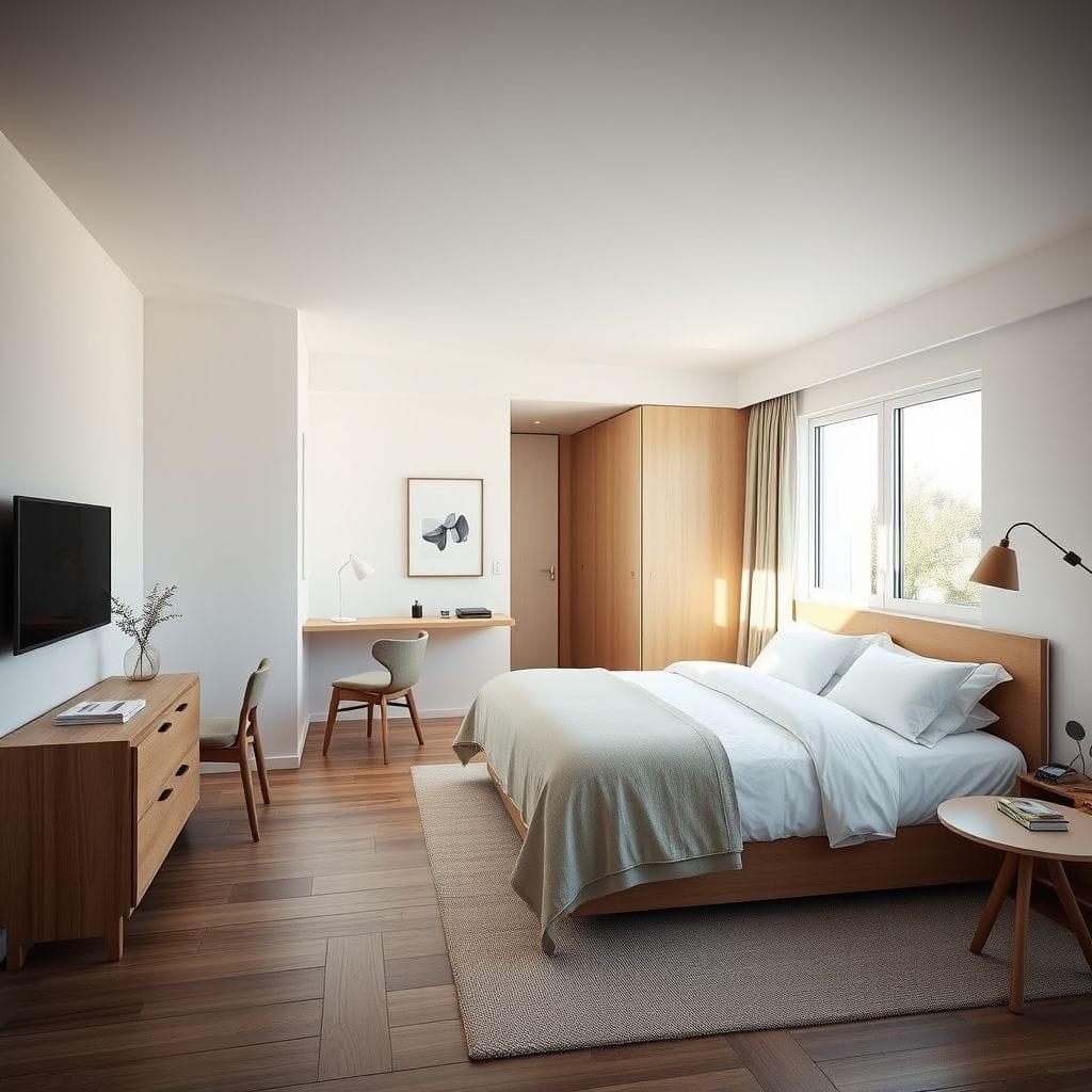 Scandinavian hotel room - AI Generated