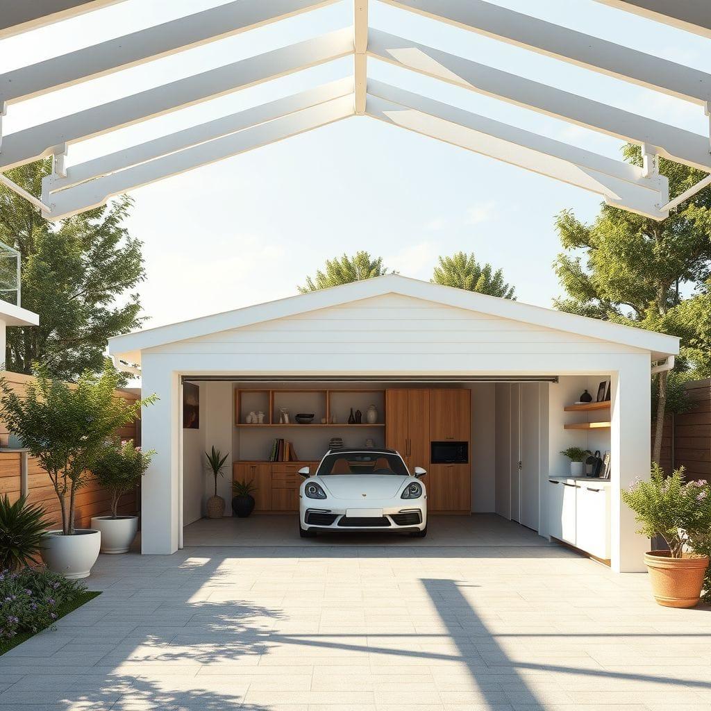 Scandinavian outdoor garage - AI Generated