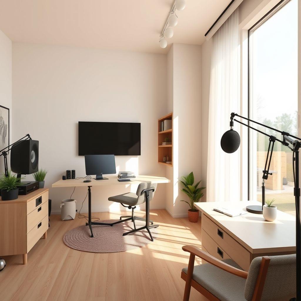 Scandinavian podcast studio - AI Generated