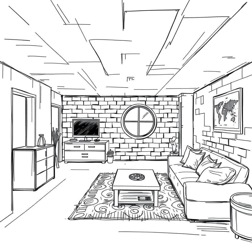 Sketch basement - AI Generated