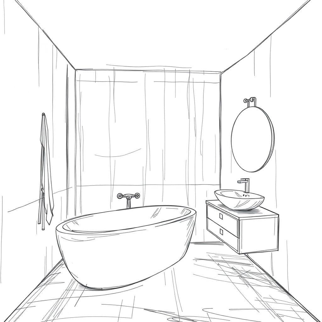 Sketch bathroom - AI Generated