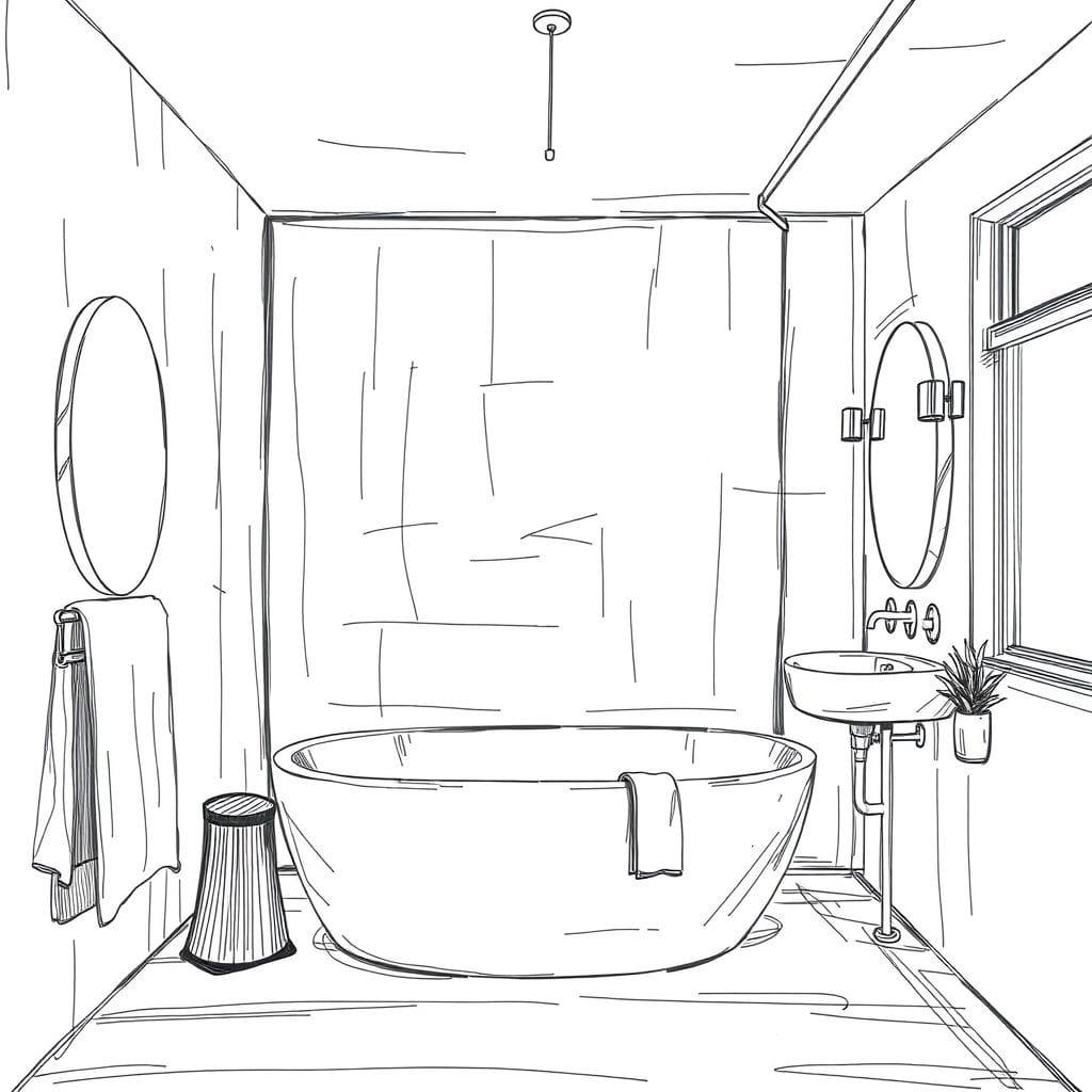Sketch bathroom - AI Generated