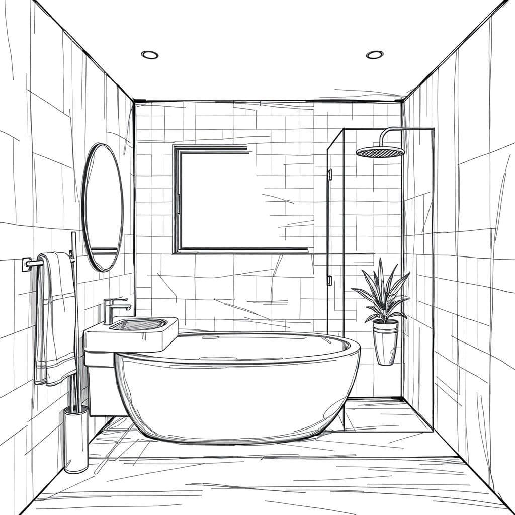 Sketch bathroom - AI Generated