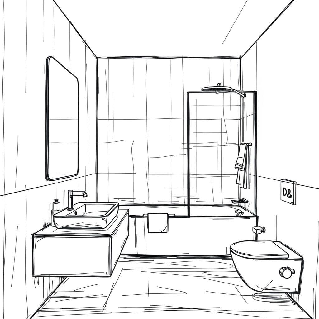 Sketch bathroom - AI Generated