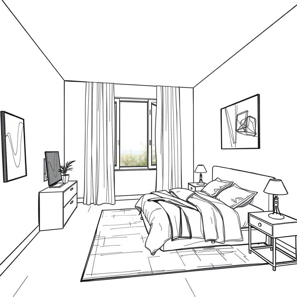 Sketch bedroom - AI Generated