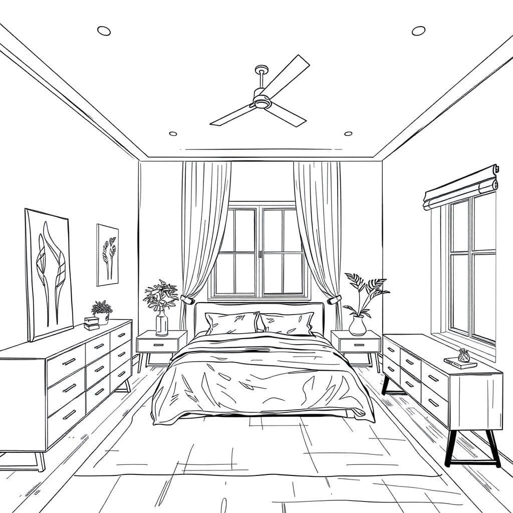 Sketch bedroom - AI Generated