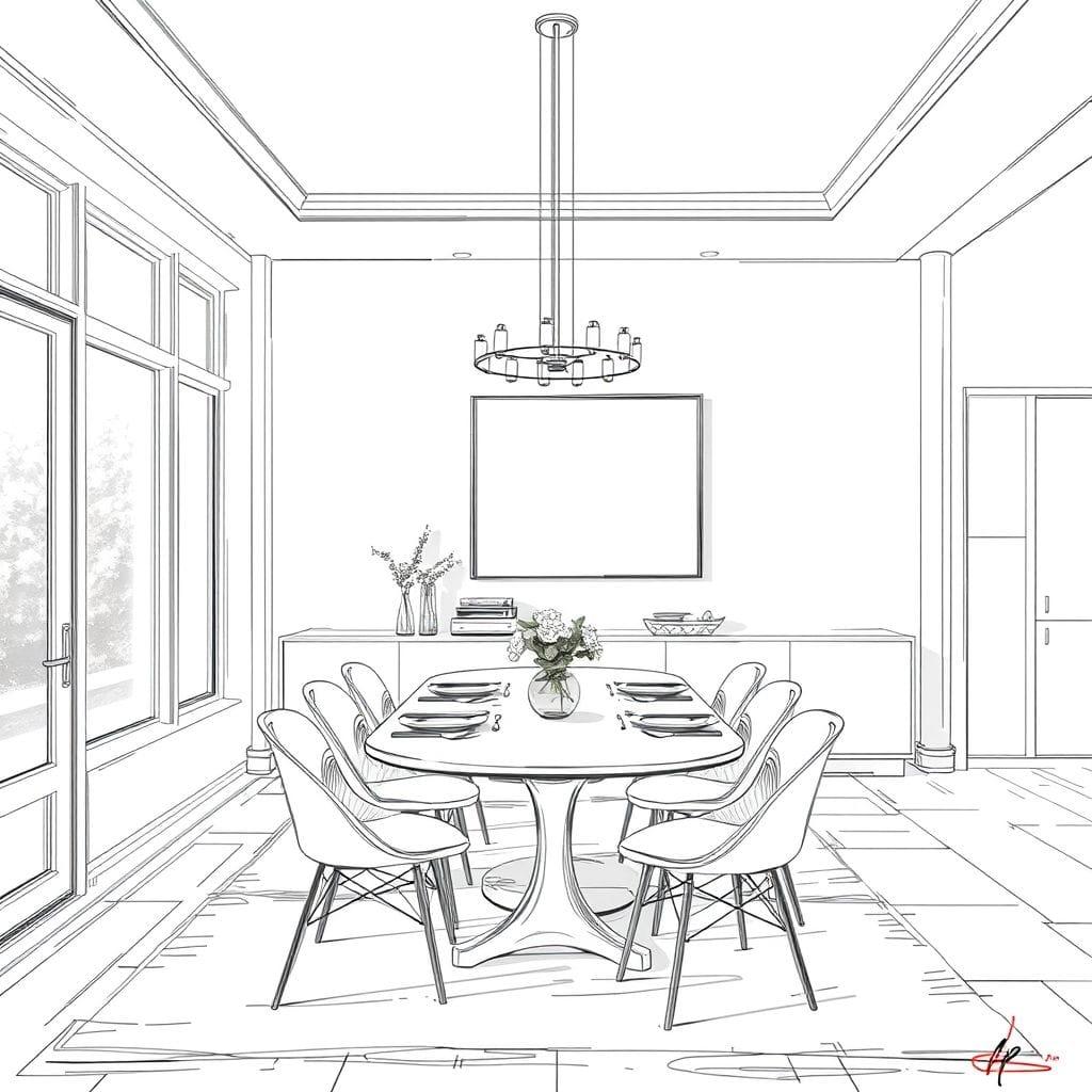 Sketch dining room - AI Generated