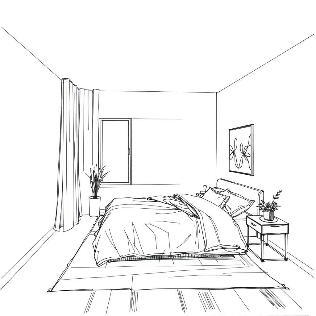 Sketch guest room - AI Generated