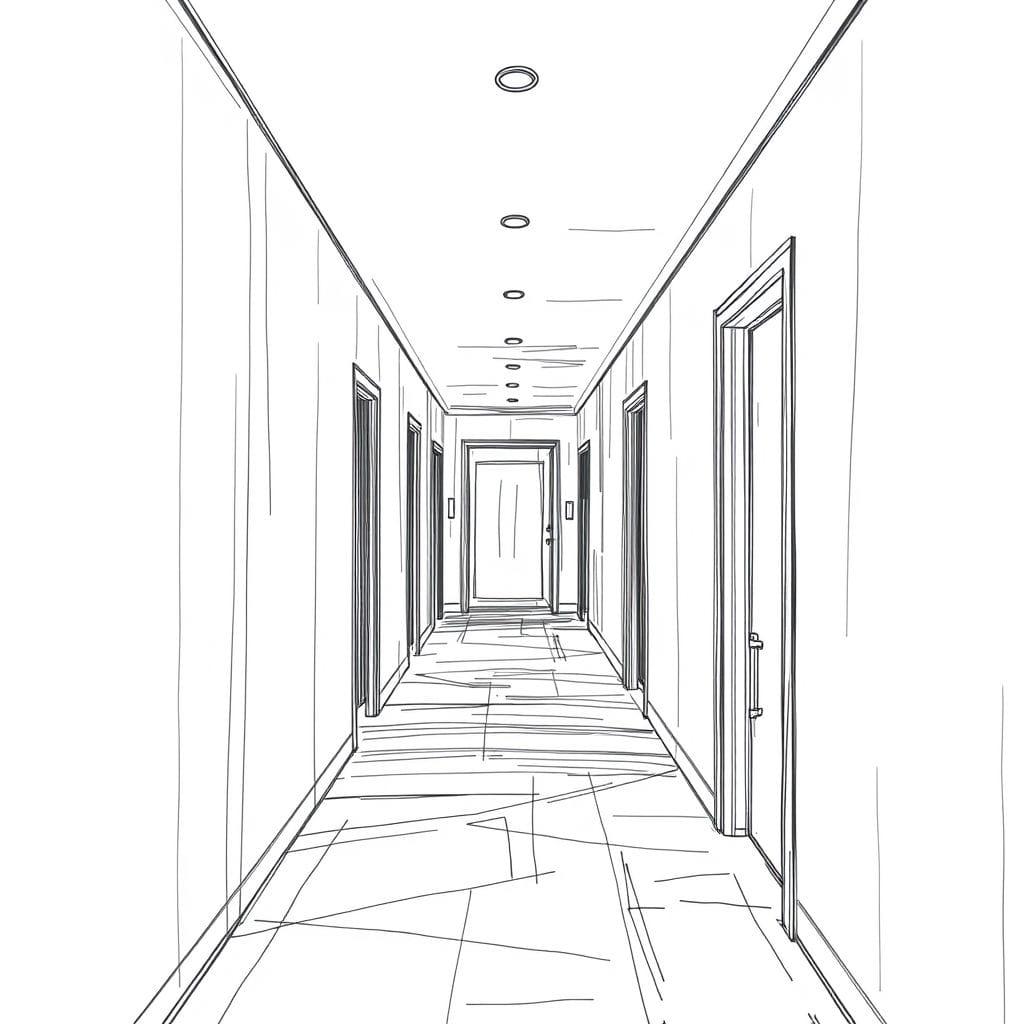 Sketch hallway - AI Generated