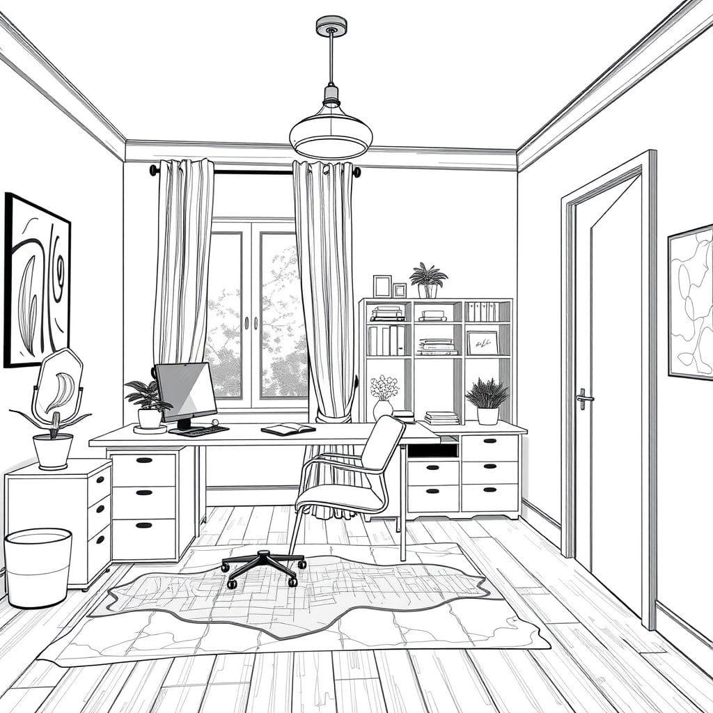 Sketch home office - AI Generated