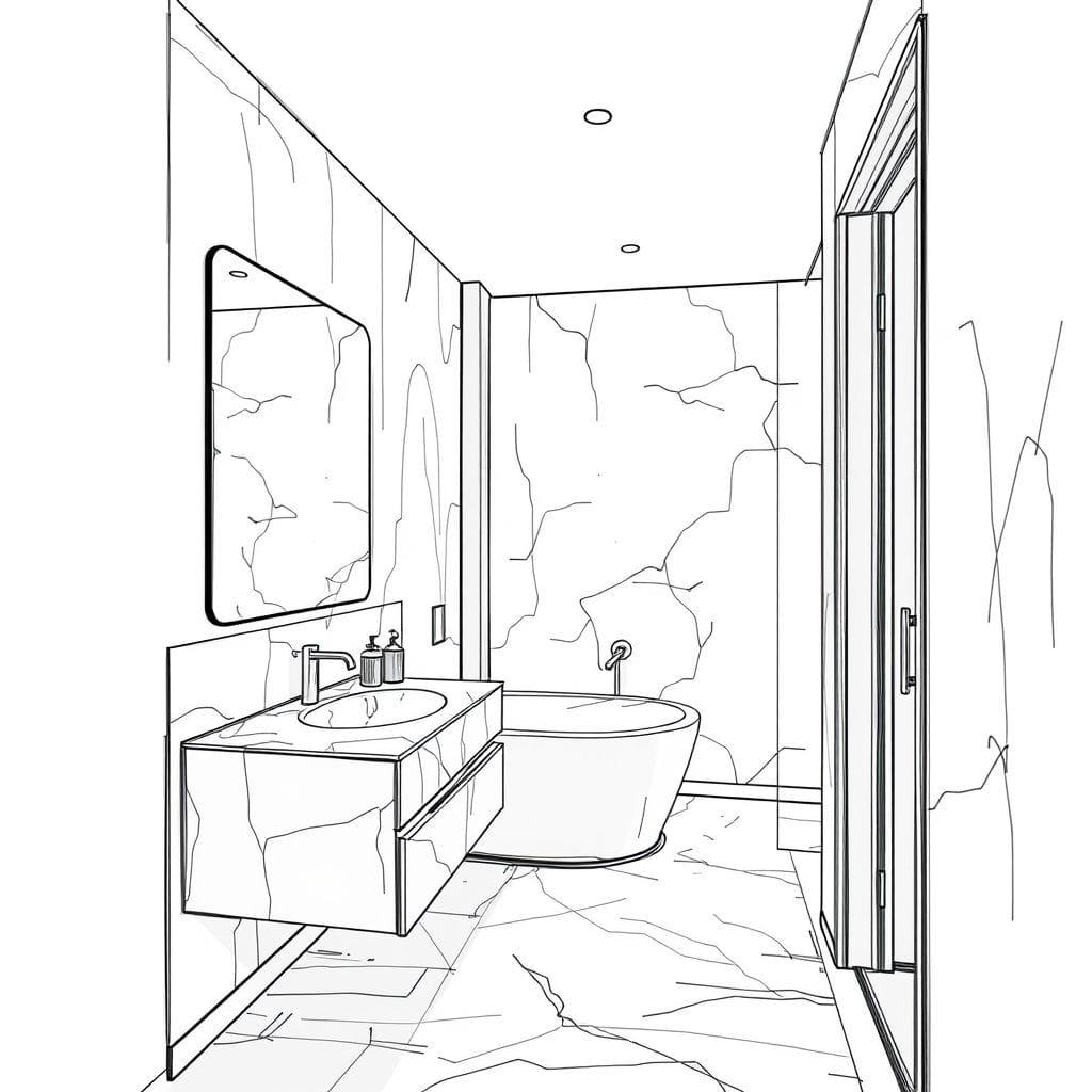 Sketch hotel bathroom - AI Generated