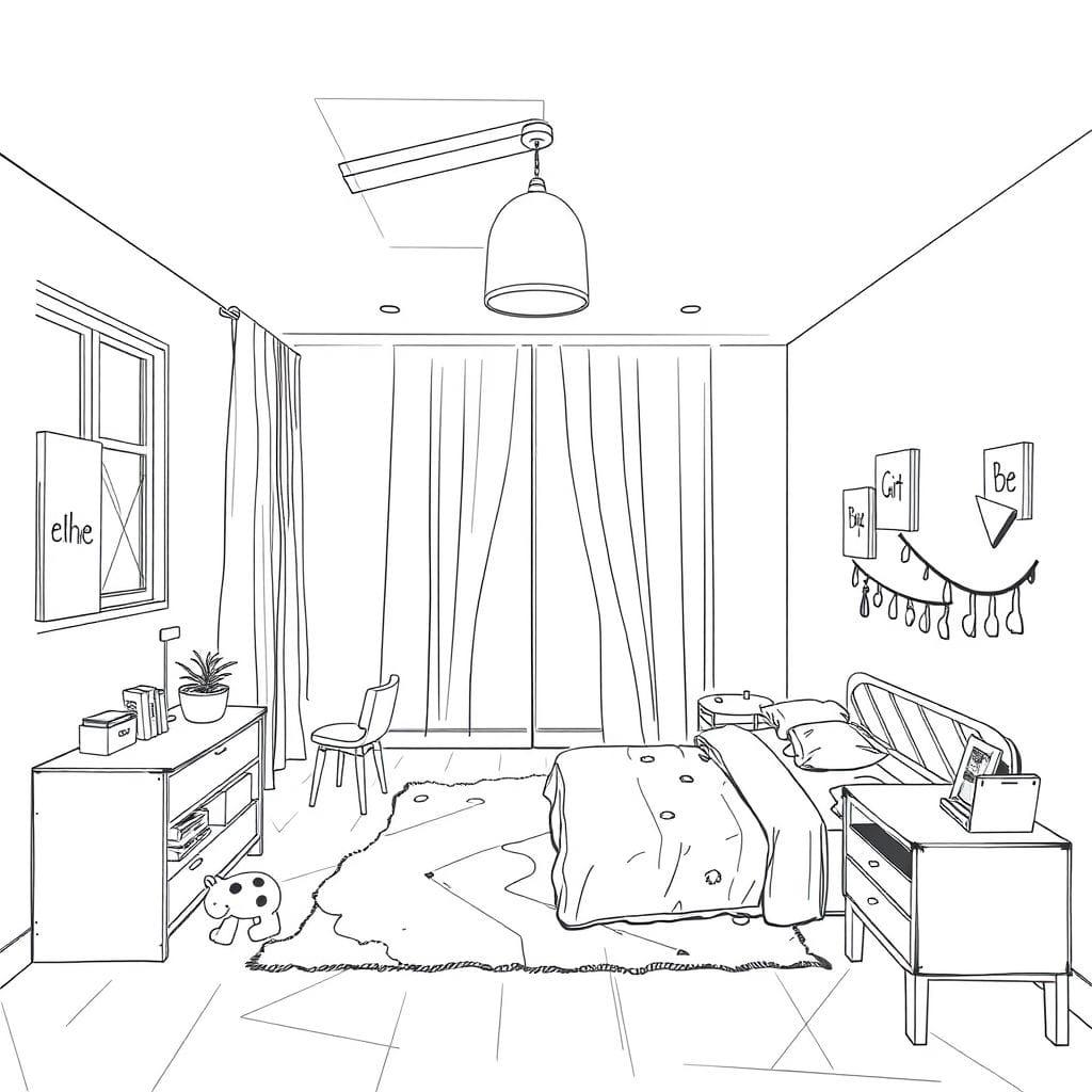 Sketch kids room - AI Generated