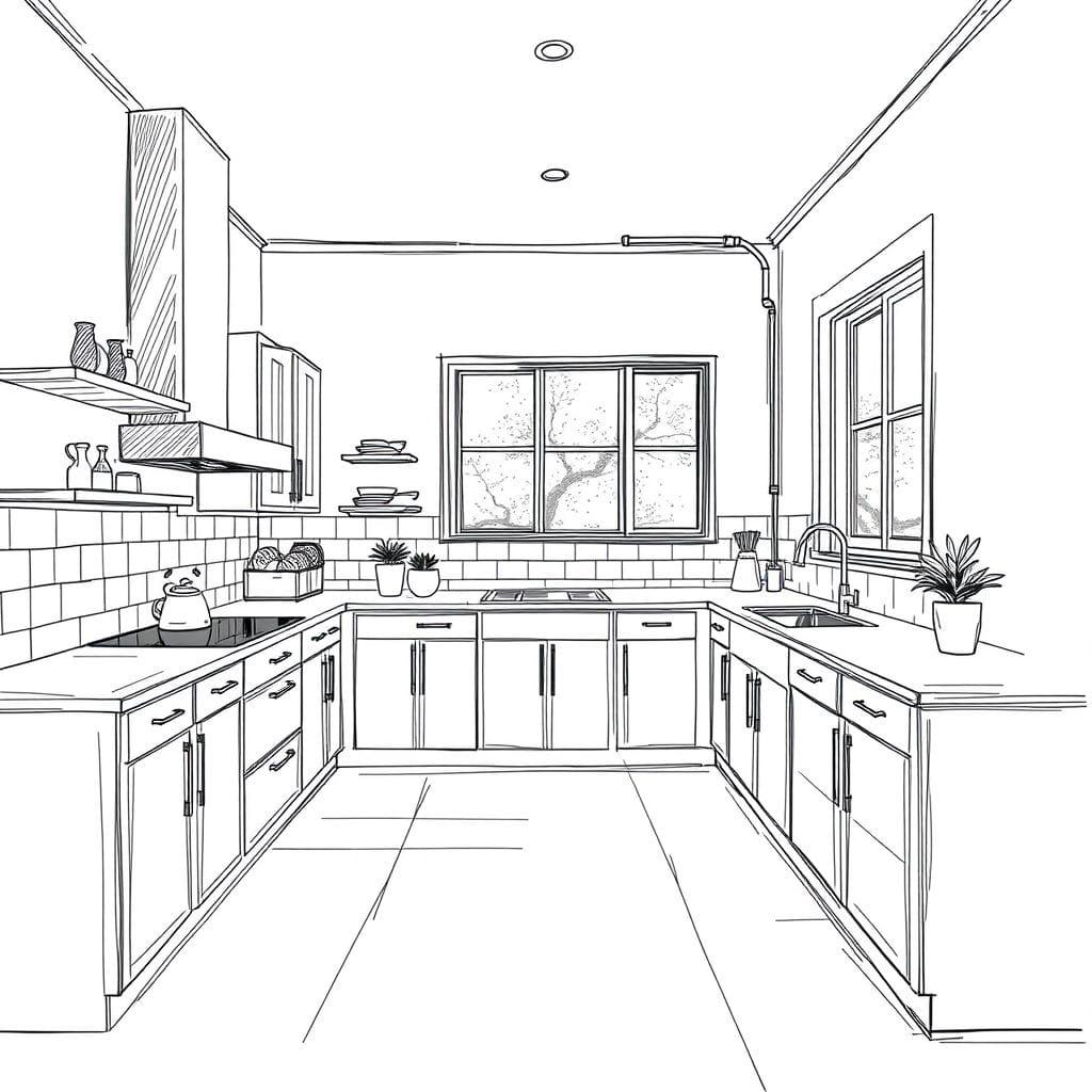 Sketch kitchen - AI Generated
