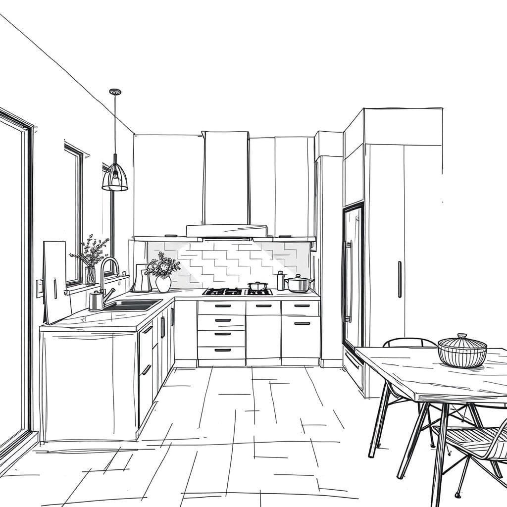 Sketch kitchen - AI Generated