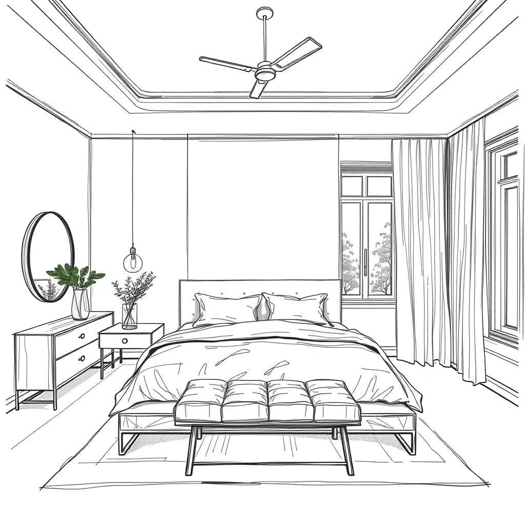 Sketch master bedroom - AI Generated