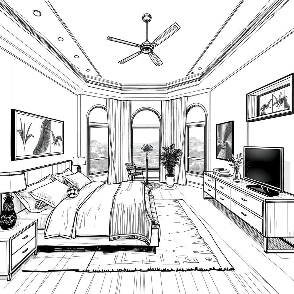 Sketch master bedroom - AI Generated