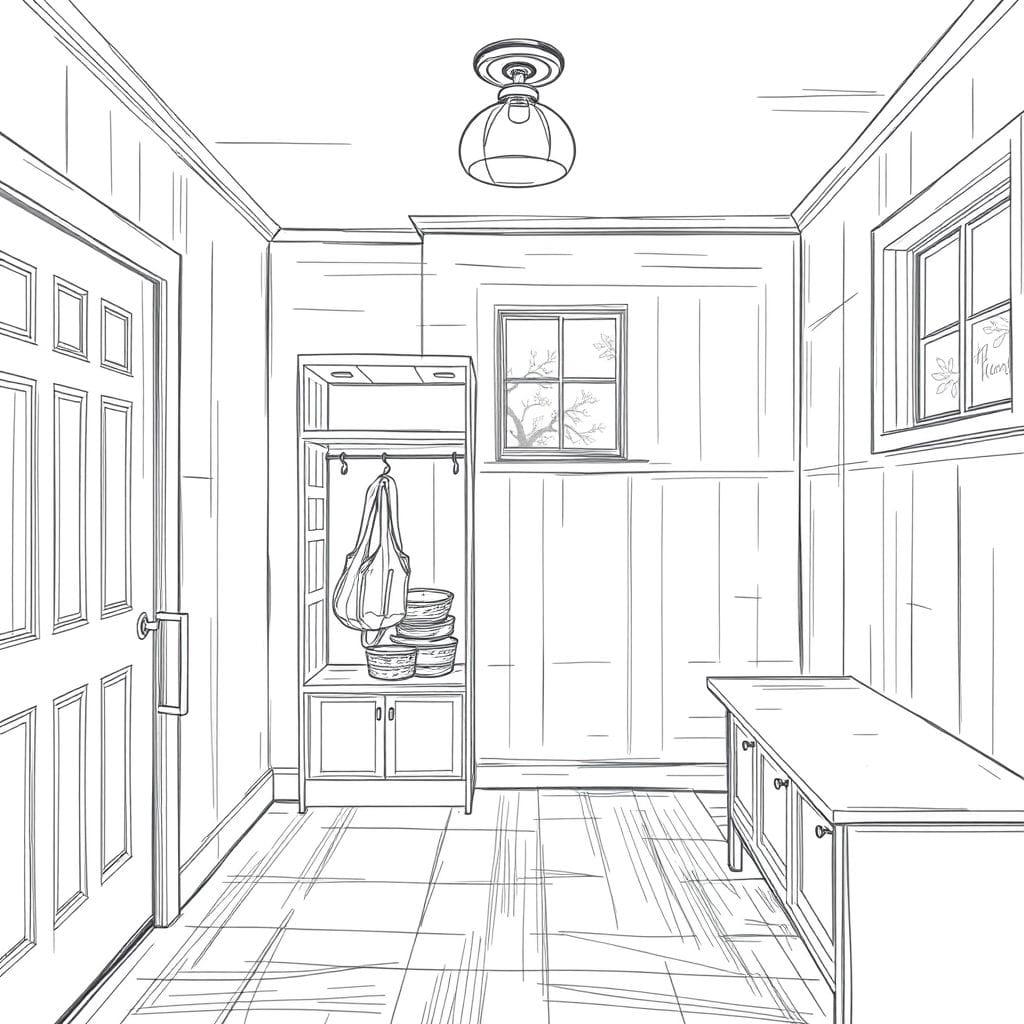 Sketch mudroom - AI Generated