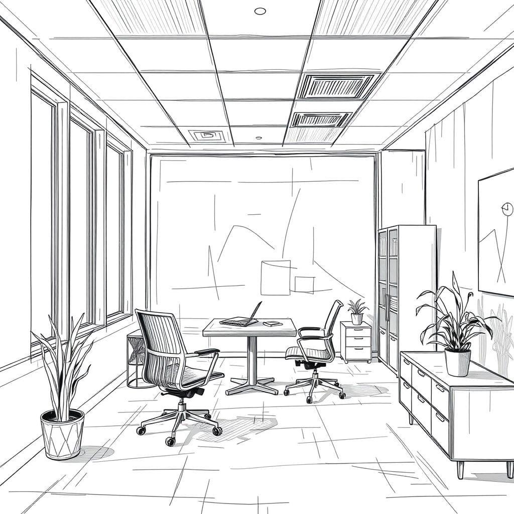 Sketch office - AI Generated