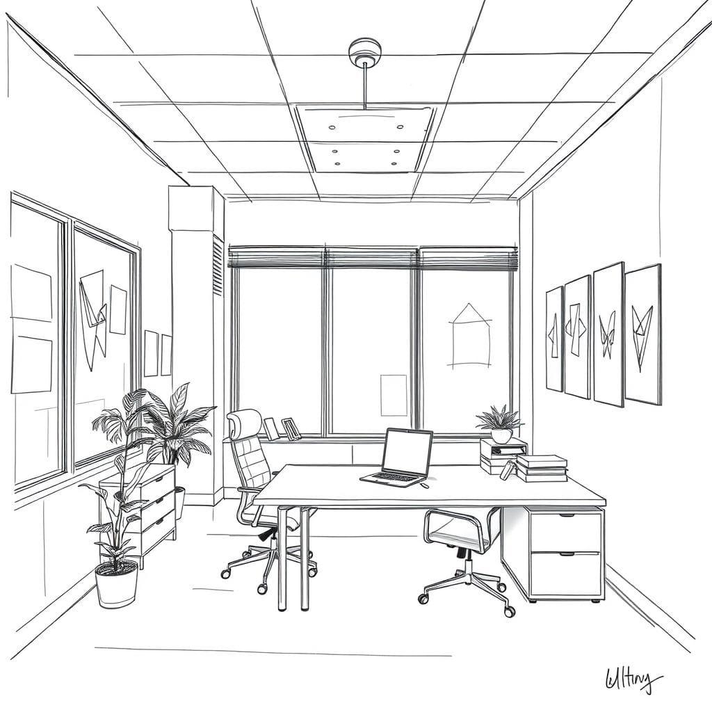 Sketch office - AI Generated