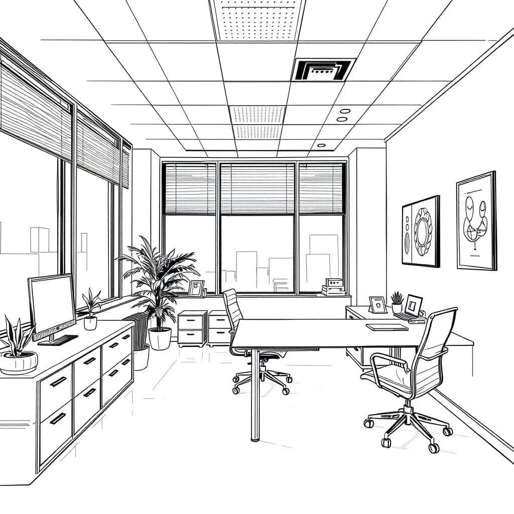 Sketch office - AI Generated