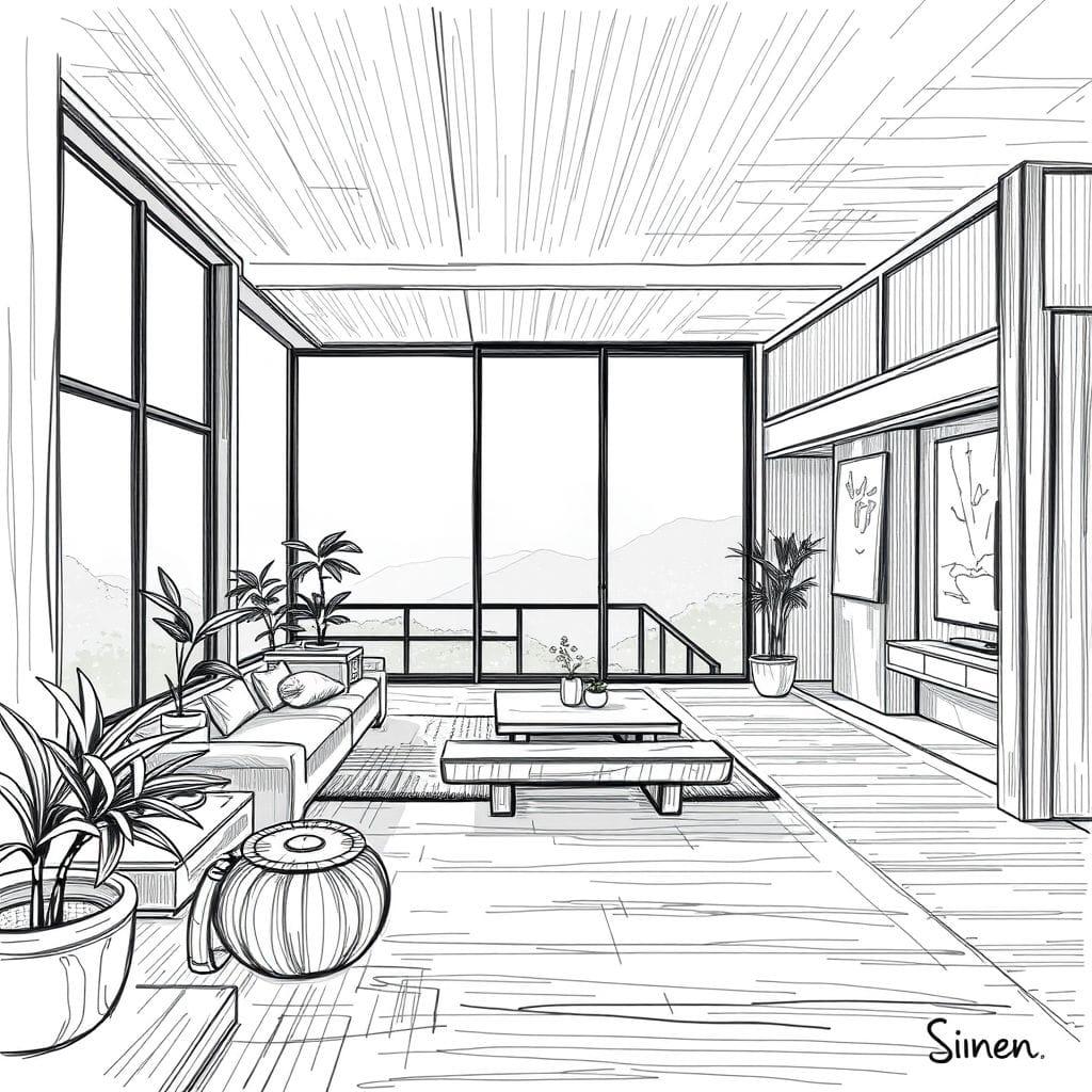 Sketch onsen - AI Generated