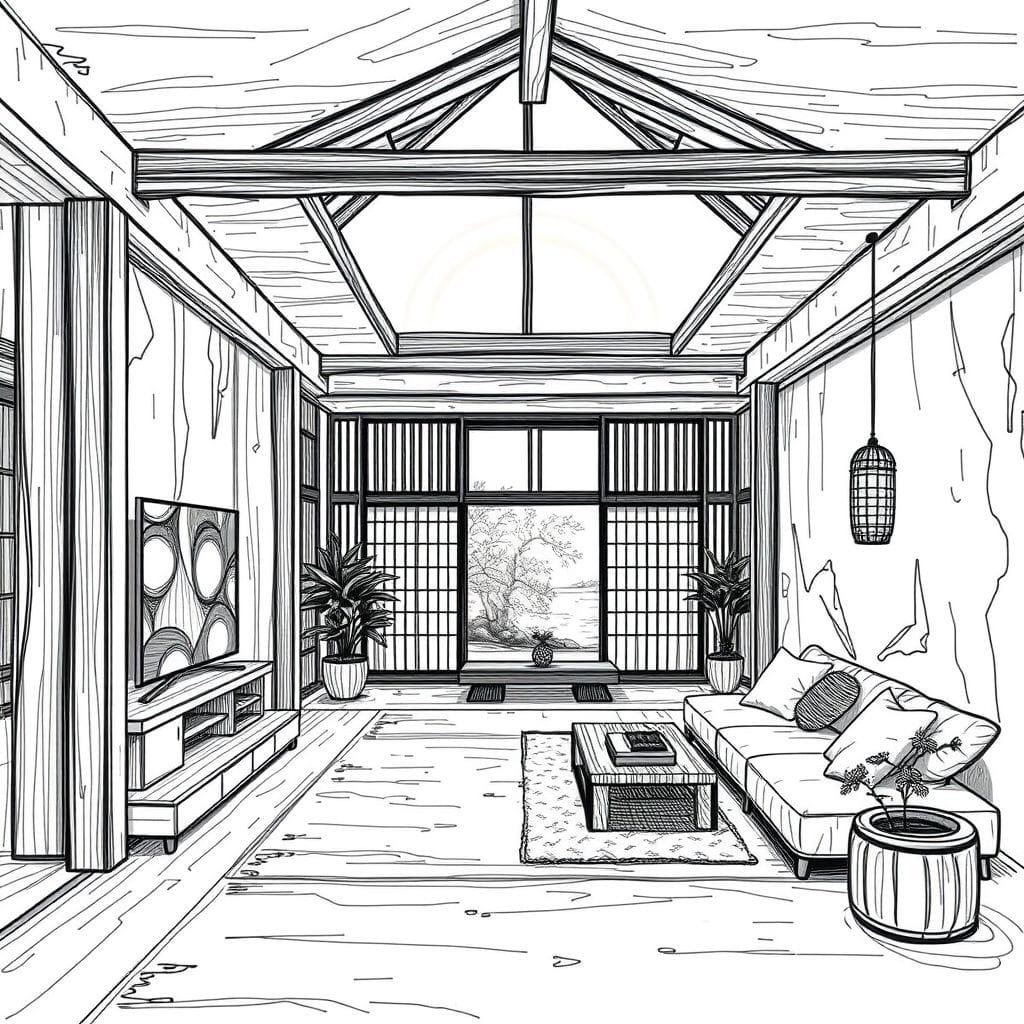 Sketch onsen - AI Generated