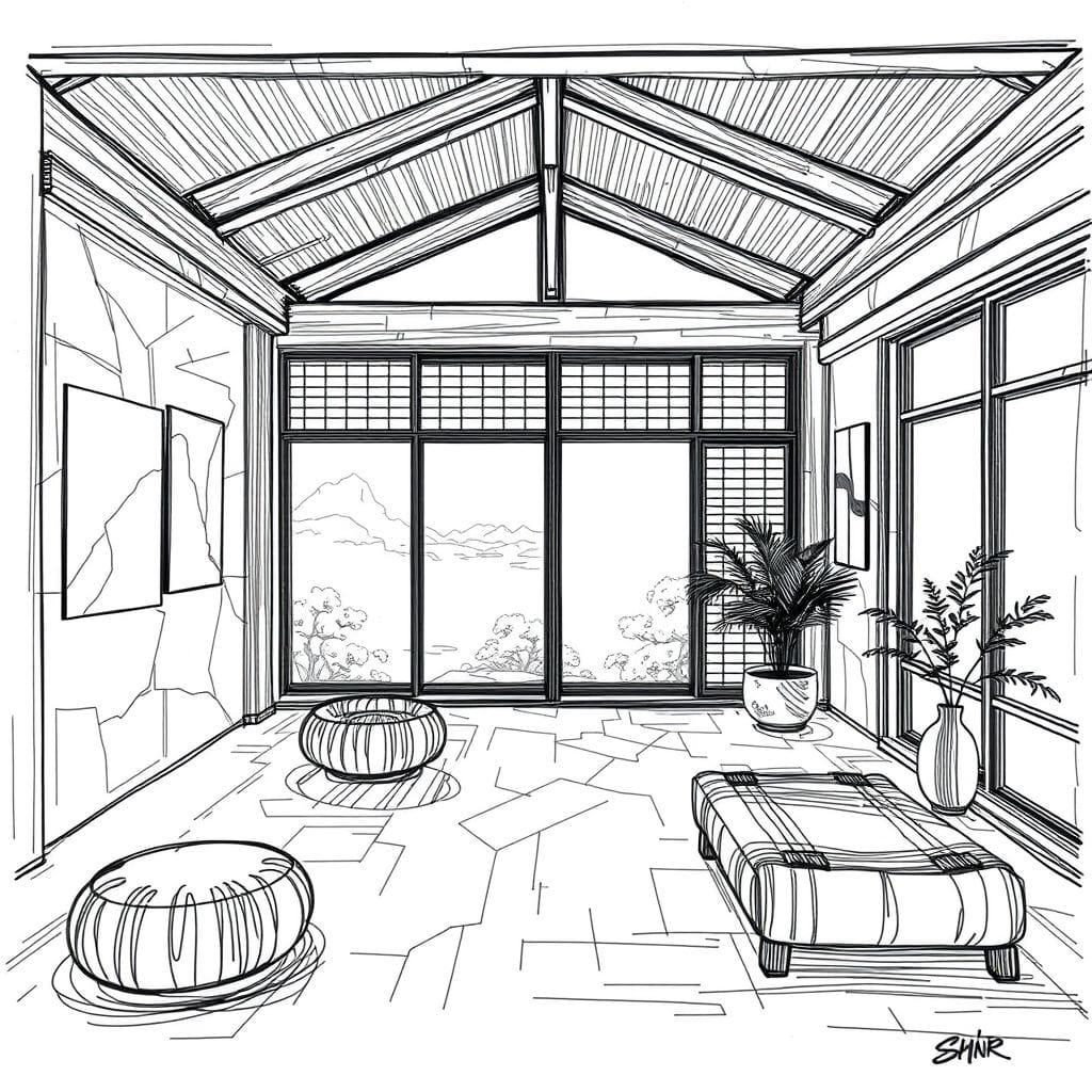 Sketch onsen - AI Generated