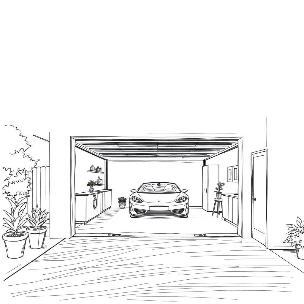 Sketch outdoor garage - AI Generated