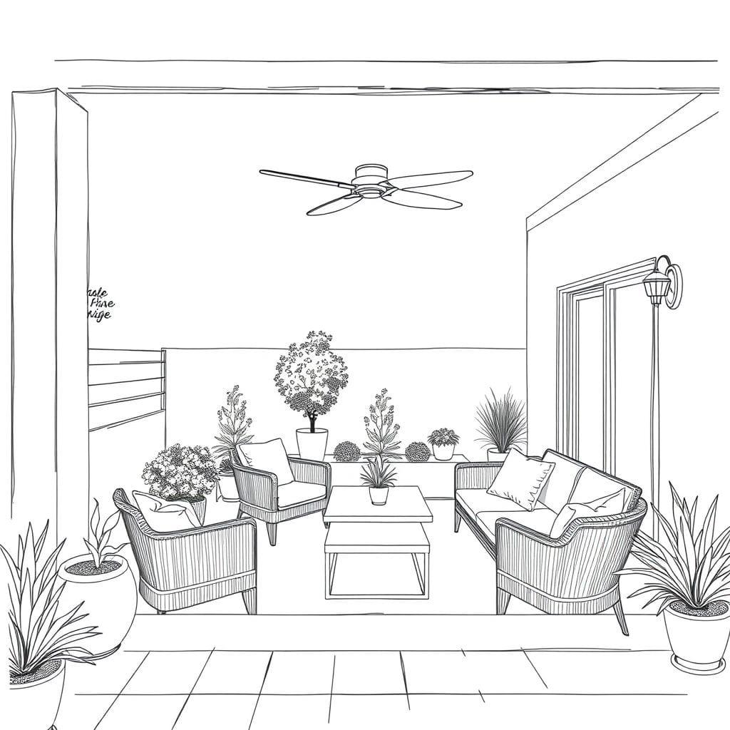 Sketch outdoor patio - AI Generated